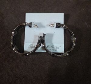 Twisted Black Hoop Earrings